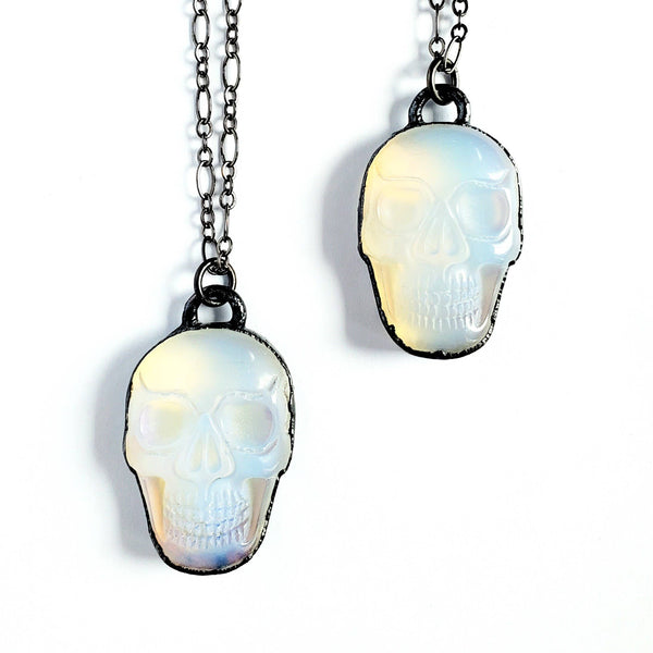 Opalite Carved Skull Necklace