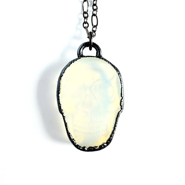 Opalite Carved Skull Necklace