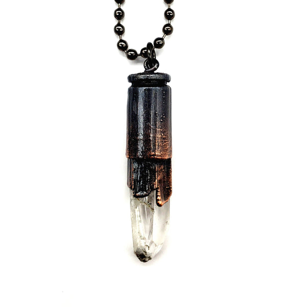 Crystal Point Bullet Casing Necklace