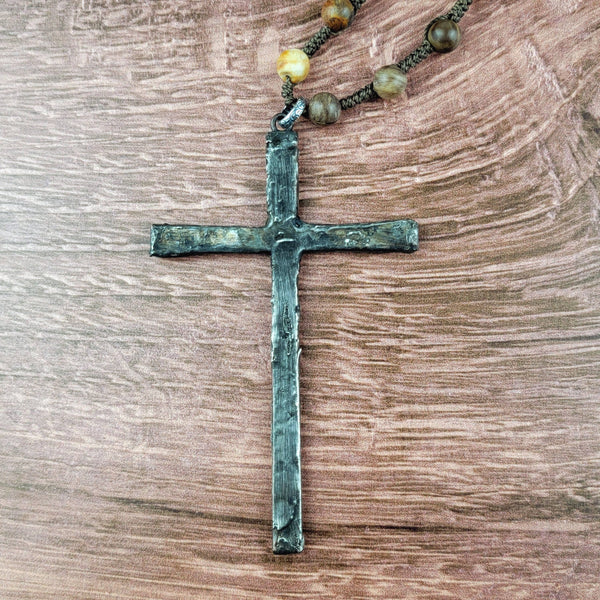 Soldered Cross Pendant Beaded Necklace